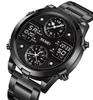 SKMEI 2212 Trend Design Digital Movt 4Time Date Week Display Watch Men 12/24 Hour Clock Stainless Steel / Silicone Strap Watches