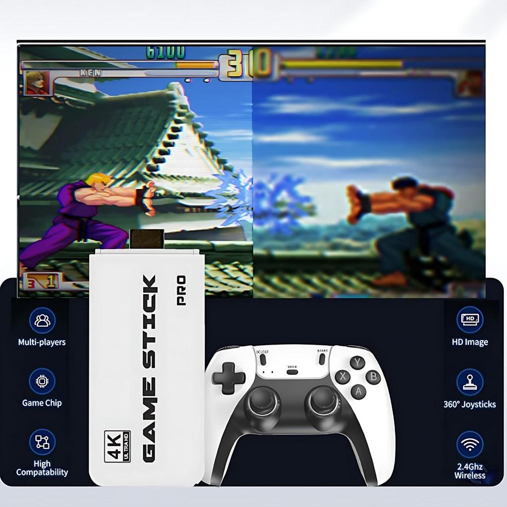 M15 Wireless Retro Game Console with 40,000 Built-in Classic Games, 4K HDMI TV Output, 2.4G Wireless Controller, 64G Nostalgic Game Stick