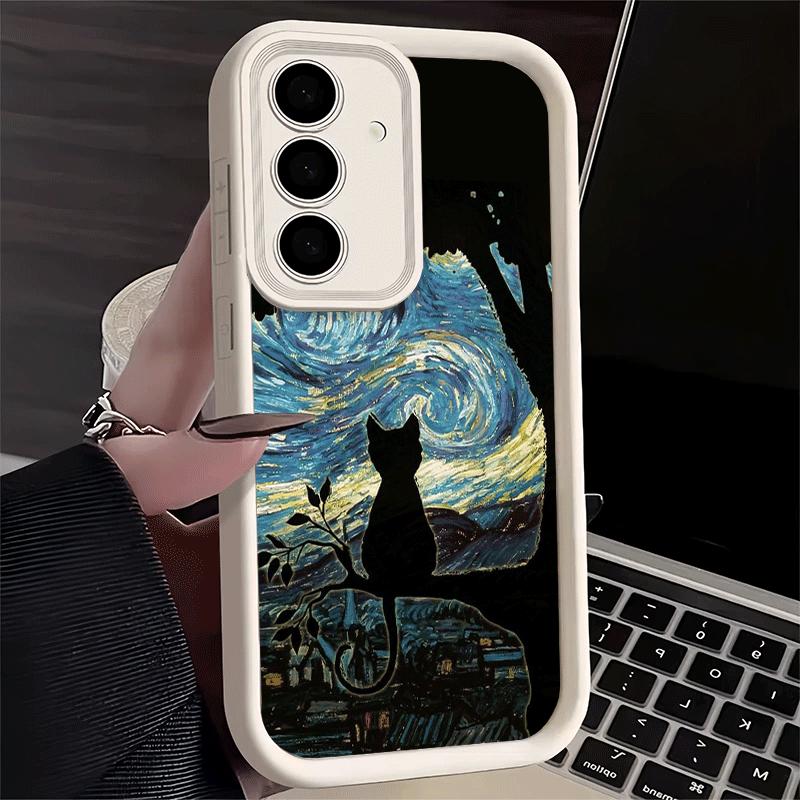 Black Cat Aesthetic Pattern Soft Phone Case for Samsung Galaxy S26 Ultra S25 Edge S24 S23 S22 Plus S21 S20 FE 5G Shell Silicone