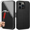 Case + Tempered Glass Pack - iPhone 14 Pro - Black - 360 Protection - Leather Effect - Anti-Scratch