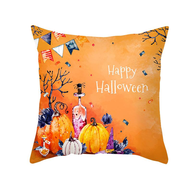 Halloween Pillow Cover Cartoon Pumpkin Head New Peach Skin Cushion Cover Sofa Cushion