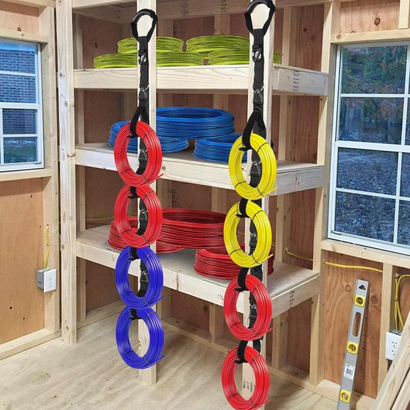 Uchwyt na przewód elektryczny Zestaw 2 owijek na przedłużacz Wytrzymałe opaski kablowe Regulowane korytka kablowe Wąż ogrodowy