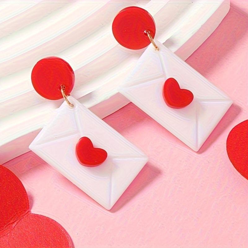 Stylish and simple personality niche design envelope love earrings acrylic jewelry accessories earrings women