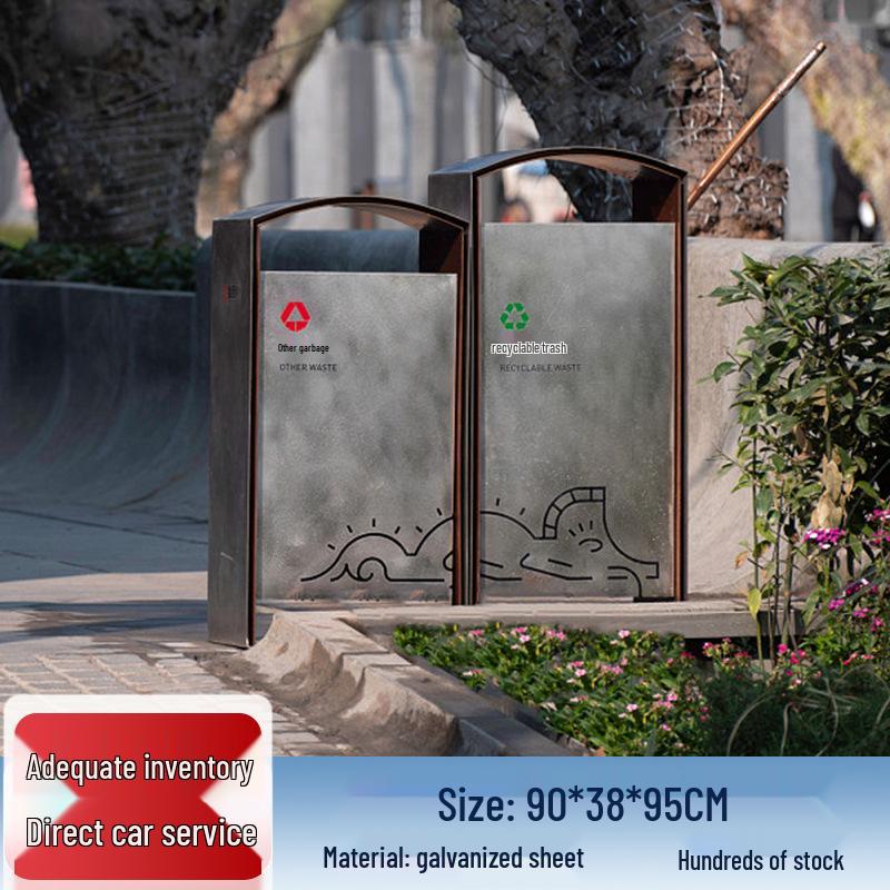 Stainless Steel Outdoor Park & Community Sorting Trash Can
