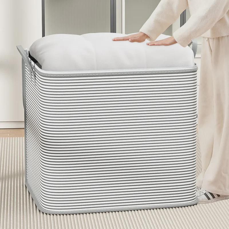 Coș de depozitare pliabil gigant pentru haine și pilote cu mânere pentru rufe, cămin sau mutare