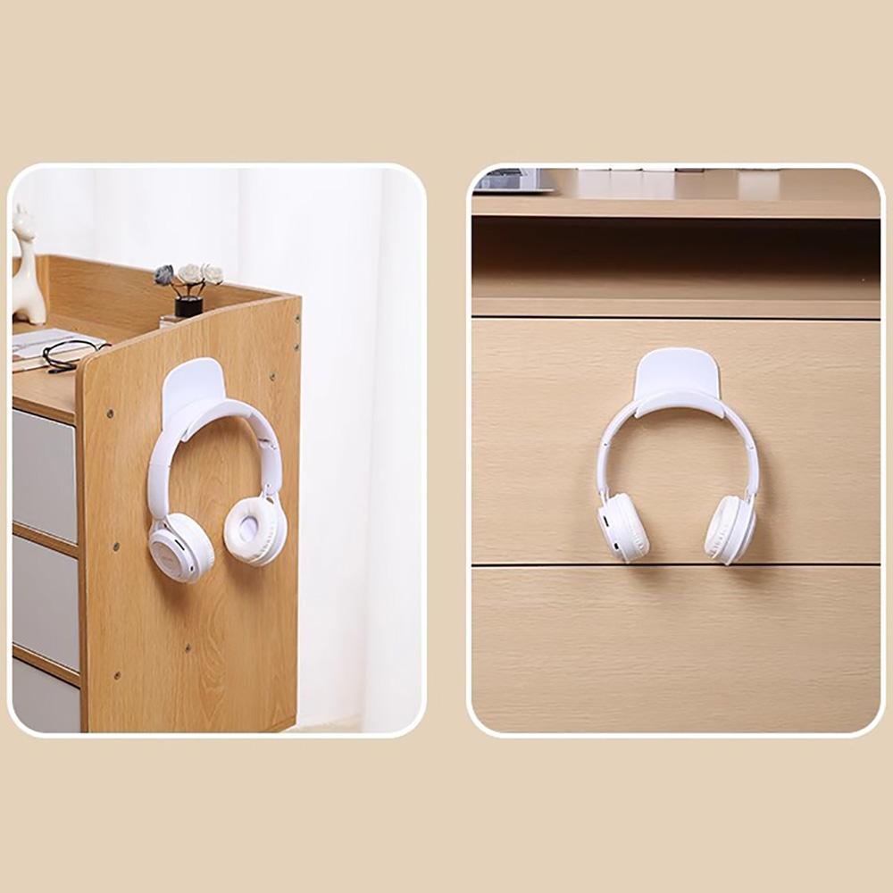White Headphone Headset Earphone Stand Hook Hanger Holder Under Desk -Adhesive