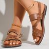 2025 Summer Plus Size Fairy Roman Sandals for Women - Flat, Versatile Korean Style Beach Shoes Size 43