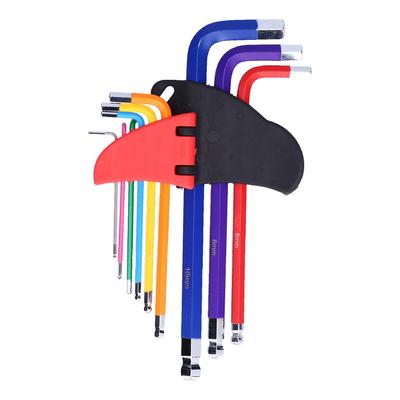 9Pcs Hex Key Wrench Set Ball Flat End Metal Tool Kit for Maintenance Repair Assembly 13012