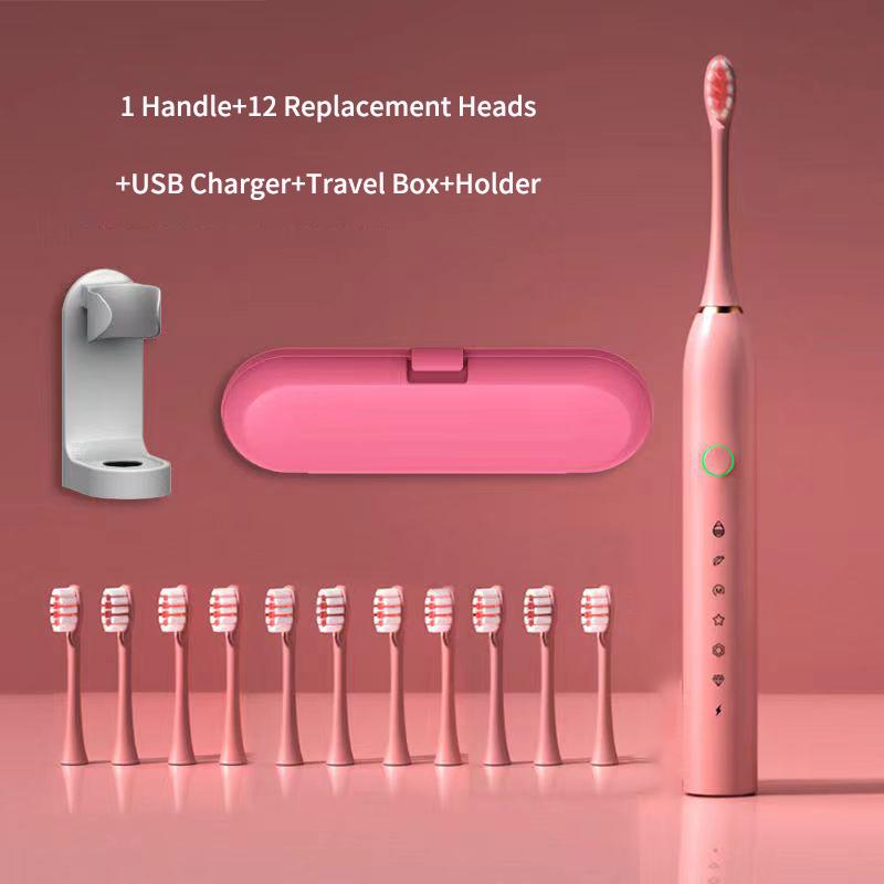 Módní sonický elektrický zubní kartáček dobíjecí pro dospělé Inteligentní časovač pro 6 režimů IPX7 Vodotěsné ultrazvukové zubní kartáčky cestovní box