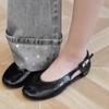 Cowhide Version~ Retro Lock Round Head Shallow Mouth Flat Bottom Hollow Single Shoes Women's Spring and Summer Versatile Ballet Shoes