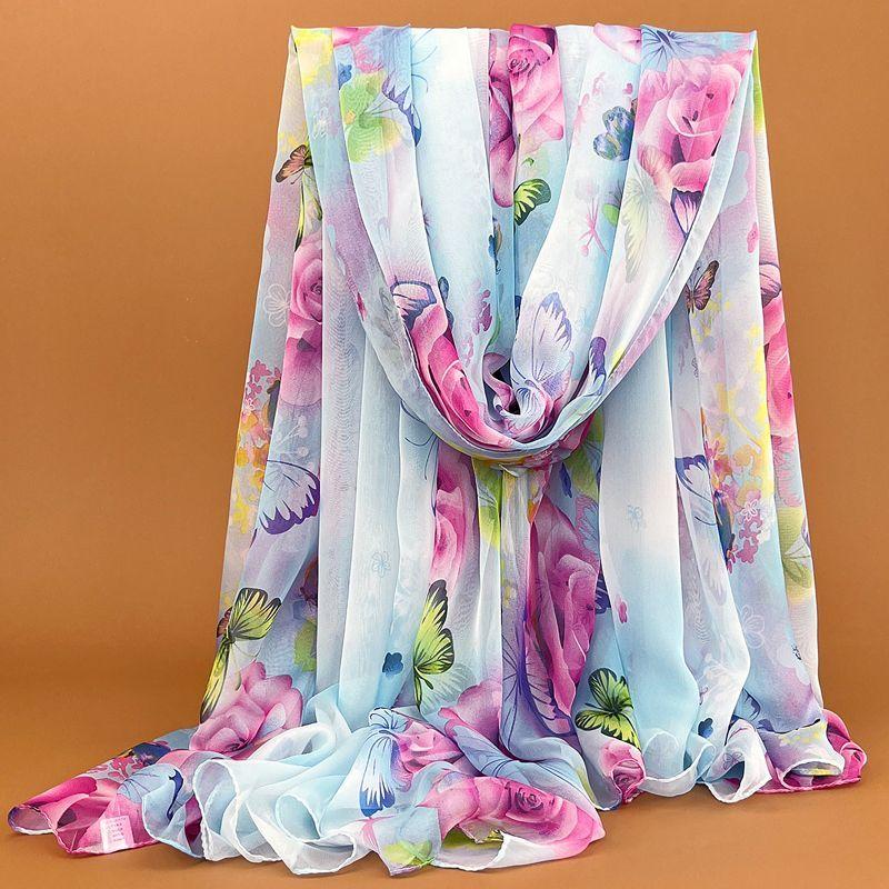 

Шелковый шарф, длинный шарф, женский универсальный шарф на осень и зиму, солнцезащитный пляжный платок