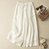 Drapey High-Waist Cotton Linen Culottes: Breathable, Wide-Leg Summer Pants for Women