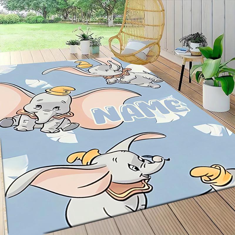 Custom Name "Baby Dumbo Adventure" Carpet Rug Customizable Soft Washable Anti-Slip Home Living Room Sofa Mats Personalized Rug. 0909387