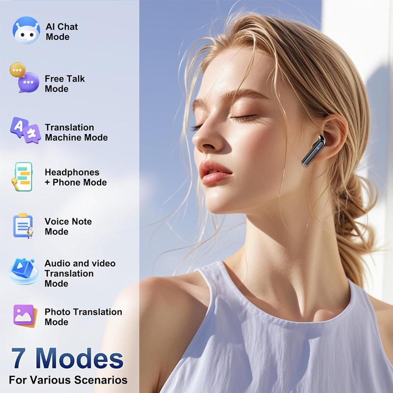 Real Time Earbuds TWS AI Language Translator Wireless Earphone for iPhone Android with 144 Online Languages Trending Products
