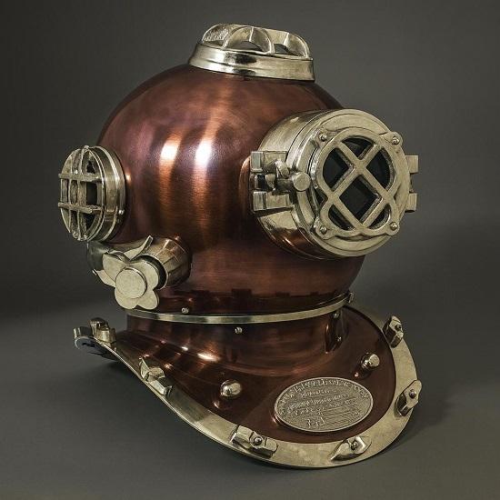 45.72 cm US Navy Mark V Scuba Divers Diving Helmet Copper Nautical Decor