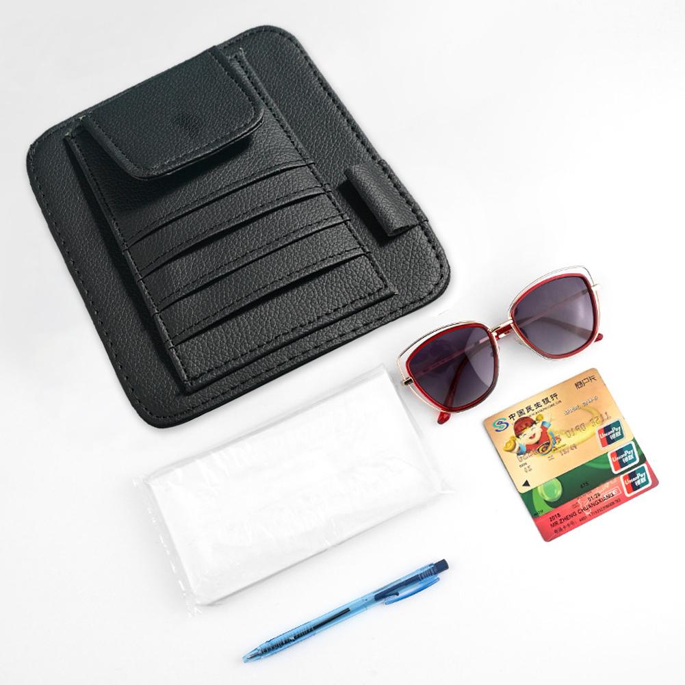 Organizér na sluneční clonu do auta Kožený držák na sluneční brýle Držák Vícekapsičková kapsa na karty Montážní stojan Díly interiéru auta