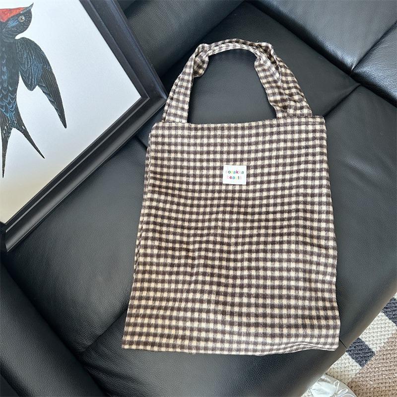 

2 Новые клетчатые шерстяные сумки через плечо, двойная сумка для покупок в начале осени, ретро, повседневная, универсальная, для поездок на работу, подмышечная сумка