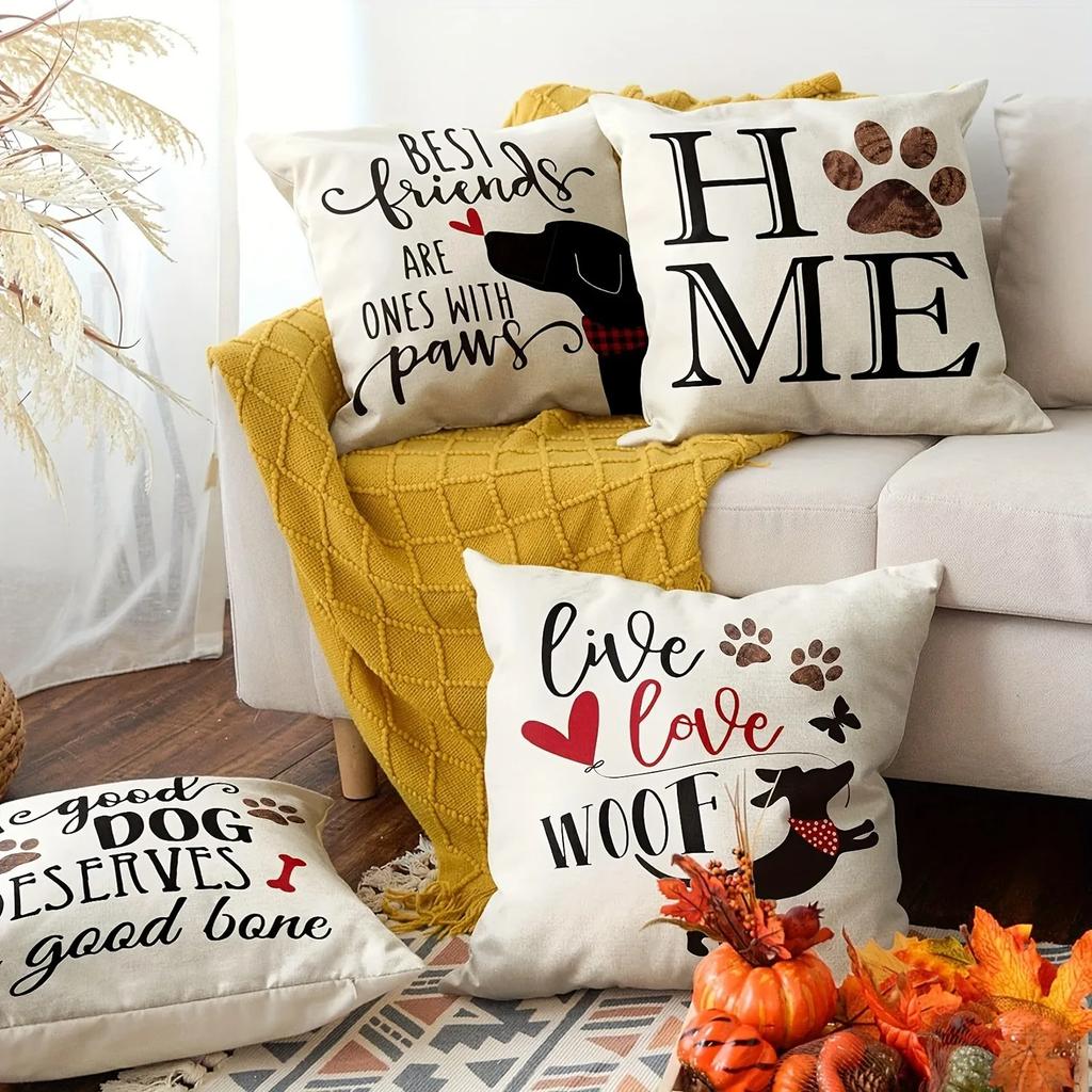 Puppy Pattern Printing Pillowcase Home Bedroom Room Decoration Living Room Sofa Chair Cushion Cover Polyester Material