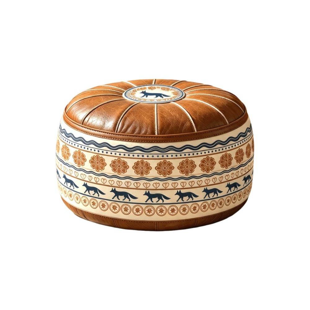 PU Leather Round Sofa Stool Cover Space-Saving Tatami Sitting Mat Storage Leg Bench Apartment