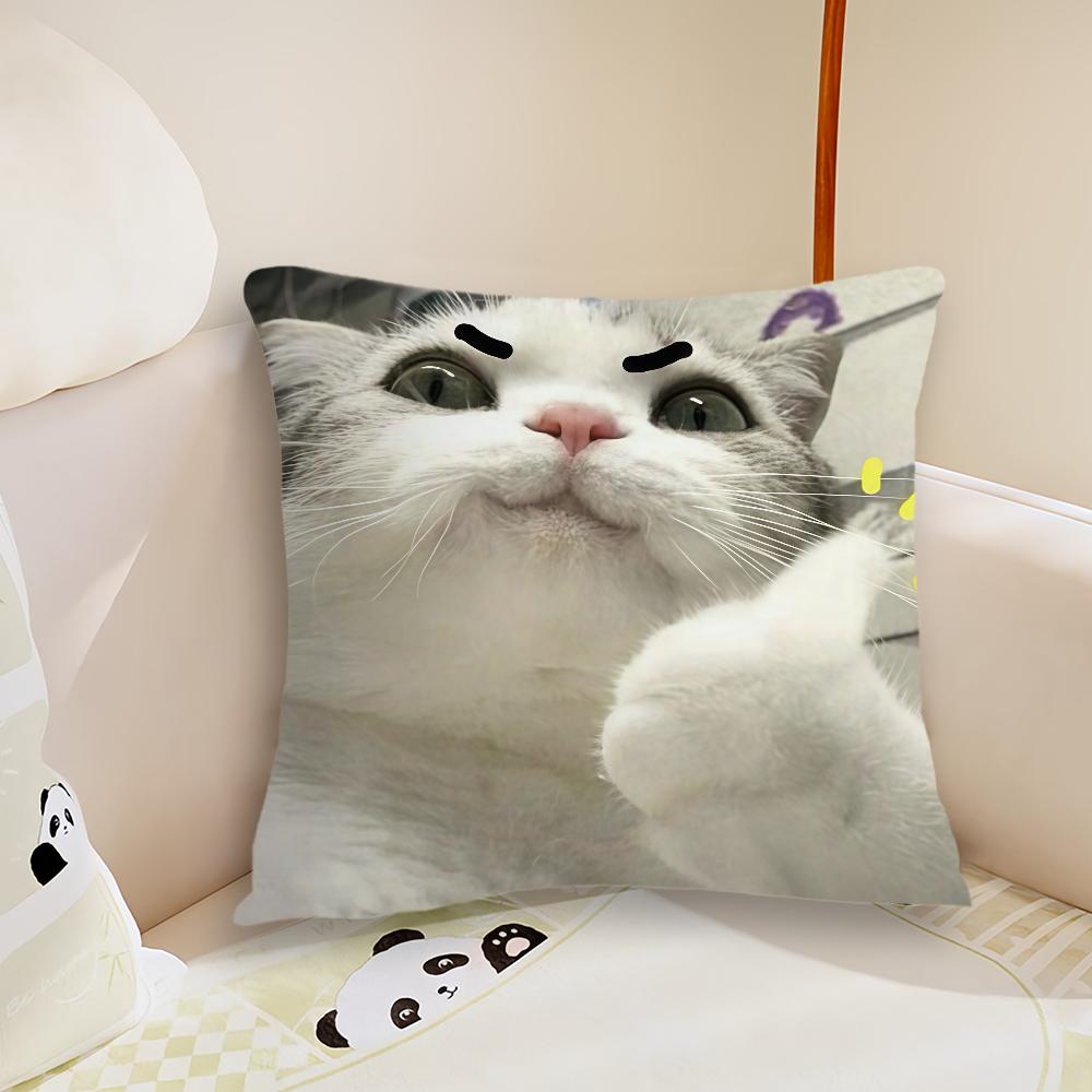 Cute funny cat cushion cover Plush Fabric Soft Double Sided Print Sofa Cushion Cover Throw Pillow Covers