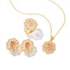 Zircon Set, Versatile Fashion Necklace Earring Set, Flower Set Jewelry.