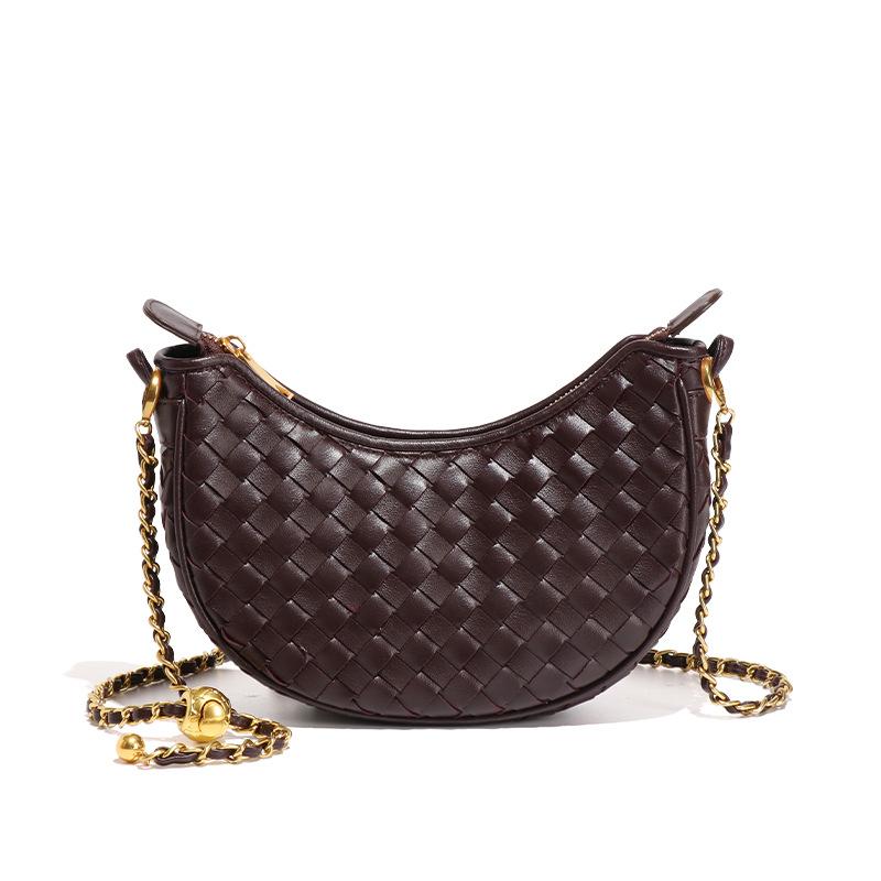 Women's Bags, Crescent-shaped Bags, Trendy Woven Single-shoulder Bags, Macaron Crescent Moon Bags, Casual Crossbody Moon Bags