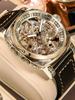 New Carved Men Watch Fully Automatic Men's Watches Hollow Out Fashion Mechanical Watch Luxury Leather Strap Man Wrist Watch