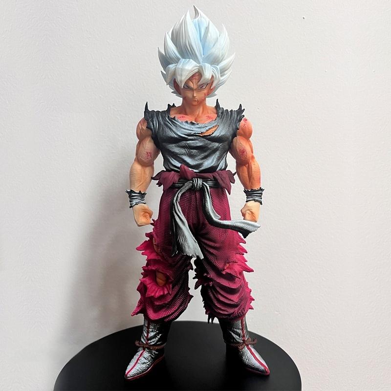 28cm Gk Dragon Ball Action Figure Son Goku Ys Statue Weekly Color White Hair Super Saiyan Model Desktop Ornament Collection Gift