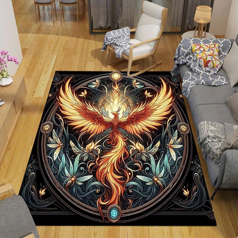 1pc Ancient Mysterious Phoenix Print, Design Indoor Area Rug - Soft, Anti-Slip, and Durable Gaming Room Decor for Bedroom