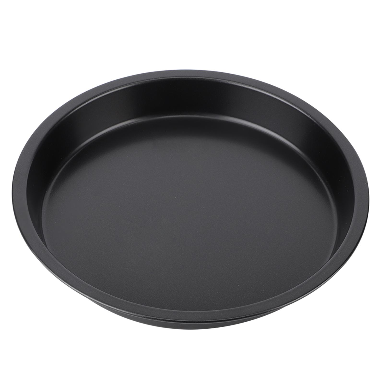 

8in Kitchen Non stick Black Carbon Steel Round Pizza Tray Baking Pan Plate Mold Tool