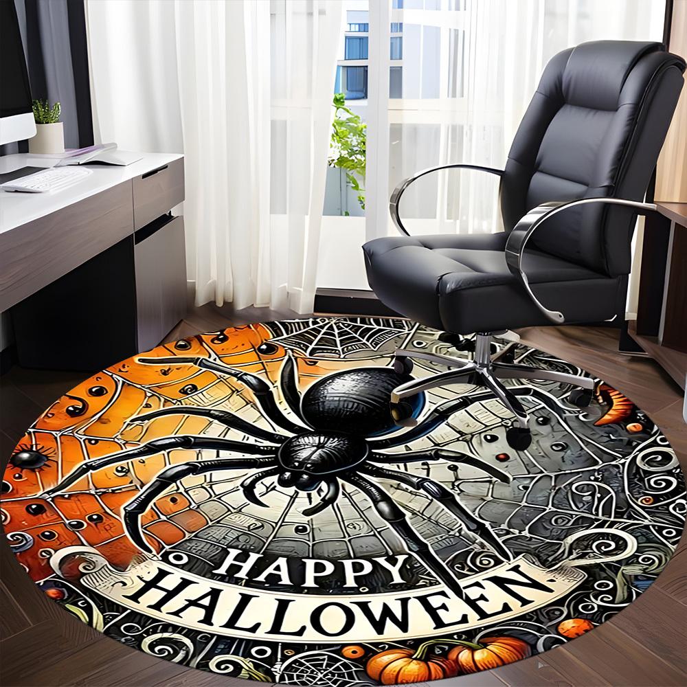 1 Stück Halloween Spinne Büro Runder Teppich, Unter Bürostühlen Schlafzimmer Wohnzimmer Heimdekoration, Raumdeko, In Verschiedenen Größen Erhältlich