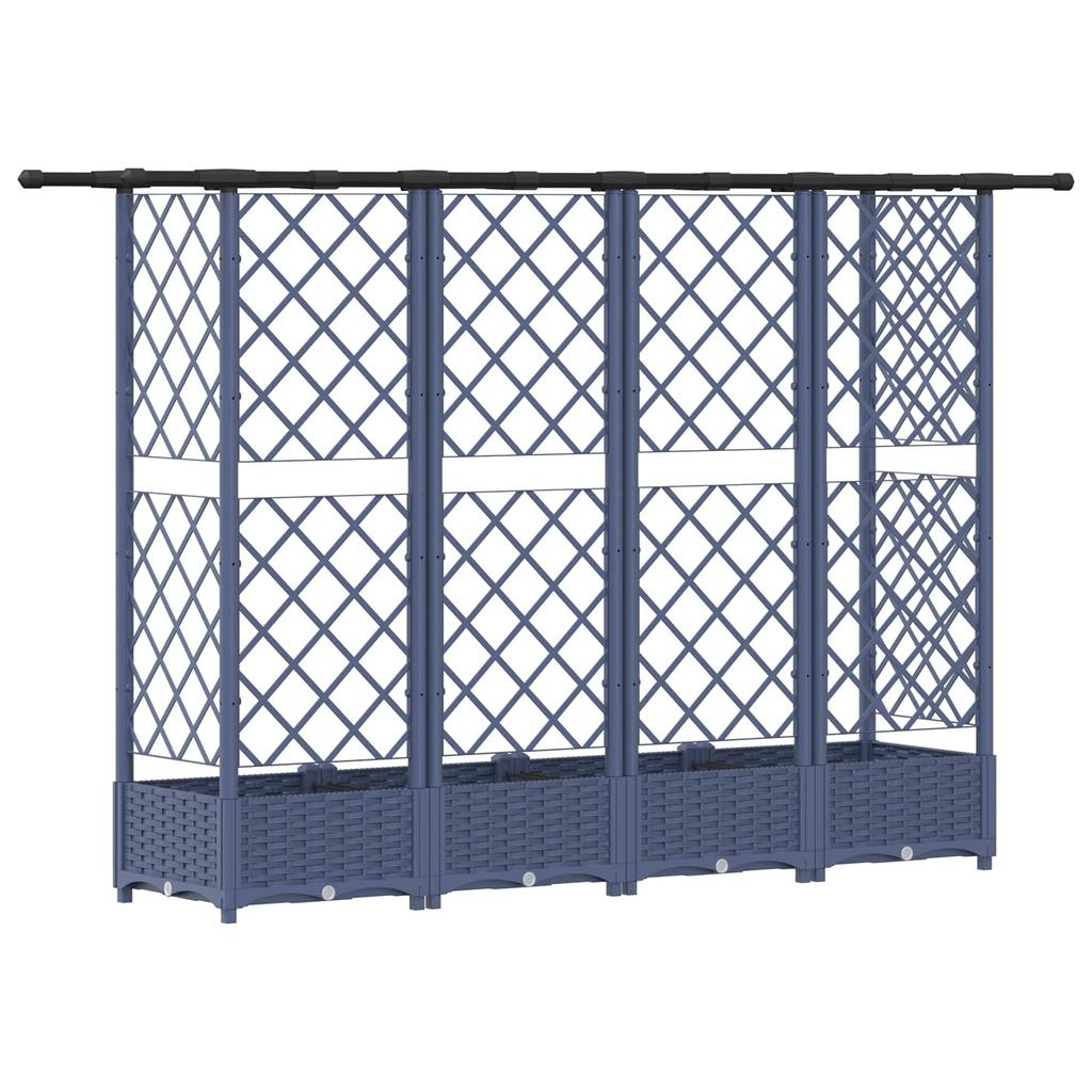 Raised Garden Bed with Trellis and Hanging Roof Gray 202.5 X 40 X 123 Cm PP