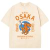 Divertente Osaka Dotonbori Polpo Ubriaco Giapponese Retrò Lavata Maglietta Unisex Donna Abbigliamento Umoristico Moda Cotone Manica Corta T-shirt