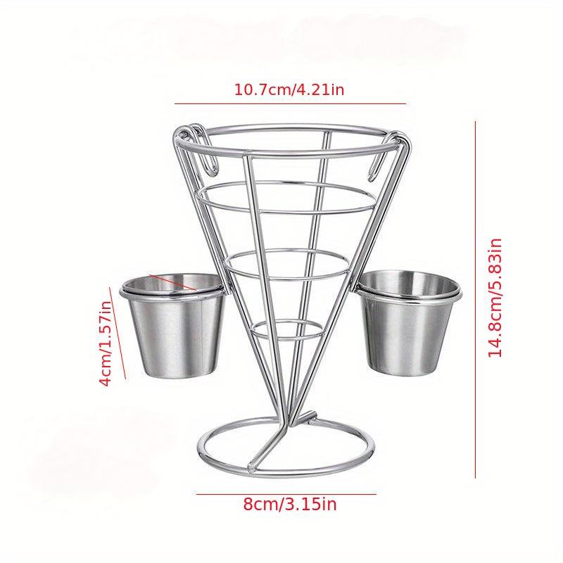 Metal French Fry Basket Mini Cone Shaped Restaurant Kitchen Food Basket with Anti-Scald Handle