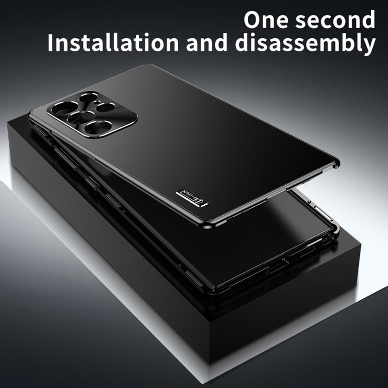 IM-CHEN Para Capa Samsung Galaxy S24 Ultra Design de Fecho de Fivela Capa de Telefone com Estrutura de Metal de PC Rígido