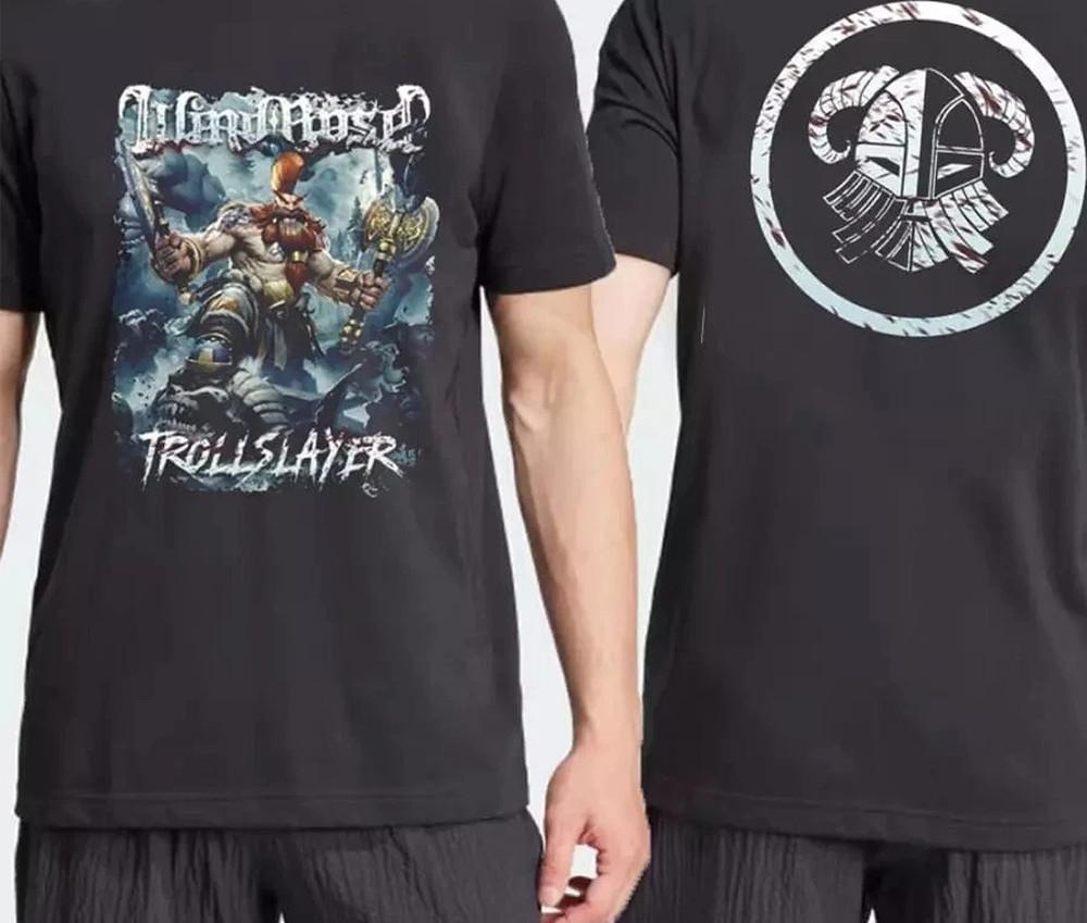 Wind Rose Album Trollslayer Band 2 Sided Black Cotton T Shirt  Unisex T-Shirt XL