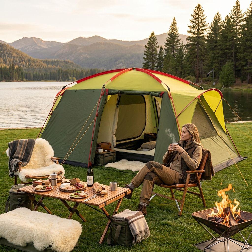 3-4 Person Double Layer Outdoor Tent: Large, Rainproof, Sun-Protected, Thickened for Camping & Home Use