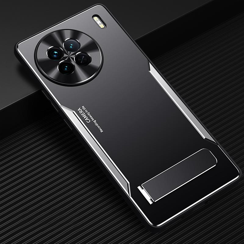 

Anti-drop Cover for vivo X90 5G TPU+Aluminium Alloy Kickstand Phone Case Silver
