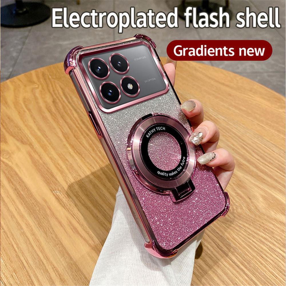 

Розкішне глітерне покриття з тримачем Чохол для телефону для Xiaomi POCO X6 X5 M6 F6 Pro X3 NFC F4 F3 C65 13T 12T Ударостійка кришка-підставка POCO X6 Pro