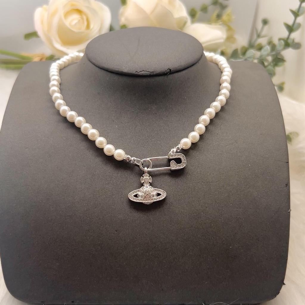 Empress Cixi Saturn Brosch Halsband - Lyxig Dam Gem Nyckelbenskedja