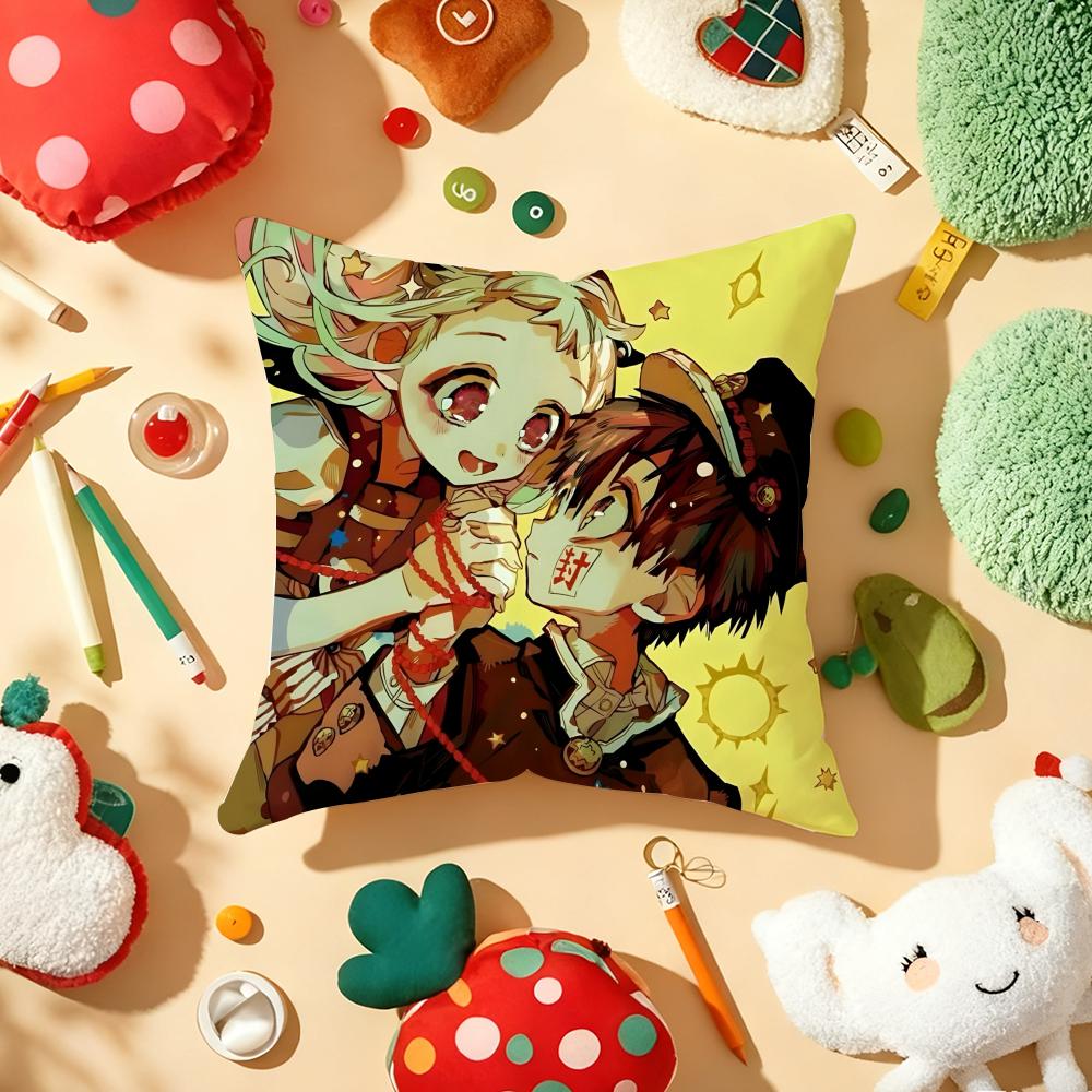 Anime Jibaku Shounen Hanako Kun Cushion Cover Plush Fabric Soft Double-Sided Printed Sofa Warm Winter Home Gift Pillow Cover