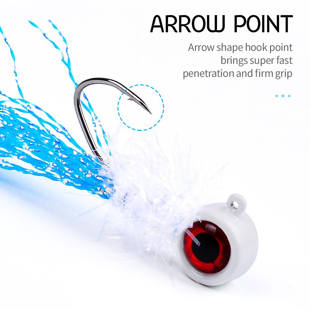 Lure Bait Lead Head Hook, Colored Feather Hook, Big Eye Fake Bait Fish Hook, Fly Hook, Fishing Gear Accessories