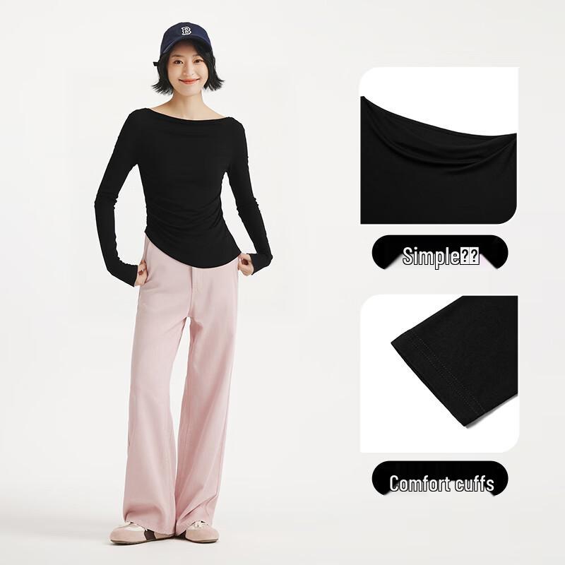 Hotwind Women's Spring 2026 Cowl Neck Long-Sleeve T-Shirt