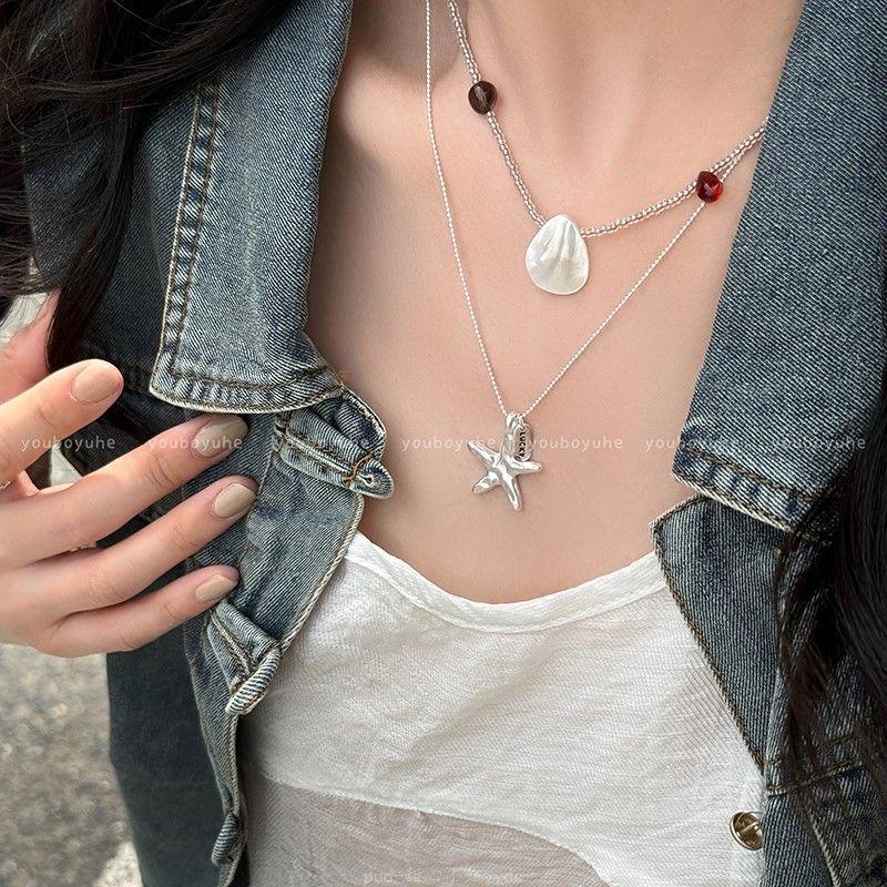 

Folded starfish cold wind pendant necklace niche versatile high sense collarbone chain fashion temperament simple jewelry women