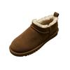 Womens Mini Snow Boots Low Cut Fur-Lined Leather Winter Warm Casual Flat Boot Short Shaft