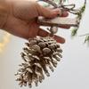 NUCHI Christmas Pine Cone String Ornaments & Wooden Bell Wind Chimes Decorations