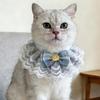 College Style Double Layer Gauze Bow Pet Bib with Lace Trim