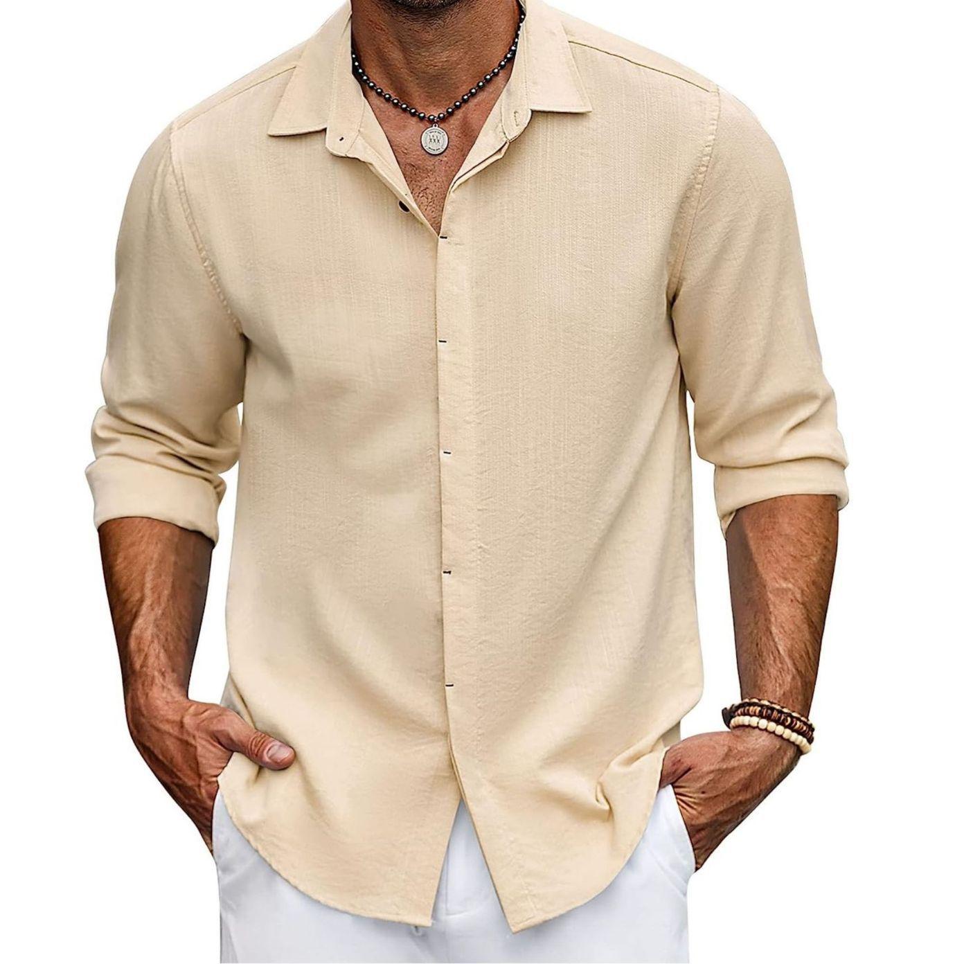 

Мужская рубашка, однотонный кардиган с длинными рукавами и лацканами XXXL хаки