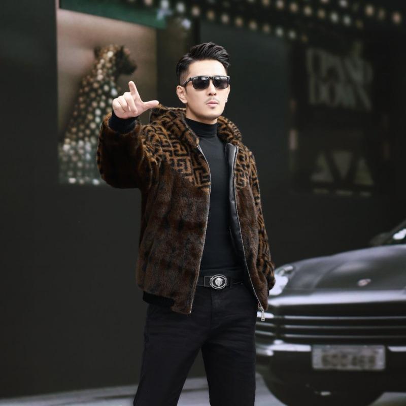 Men S Thick Warm Faux Mink Fur Hooded Jacket Winter Outerwear For Men