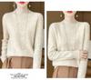 Elegant Advanced Style Seamless Half-High Women's Pullover Sweater in 100% Pure Wool